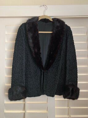 Vintage Fur Trimmed Black coat